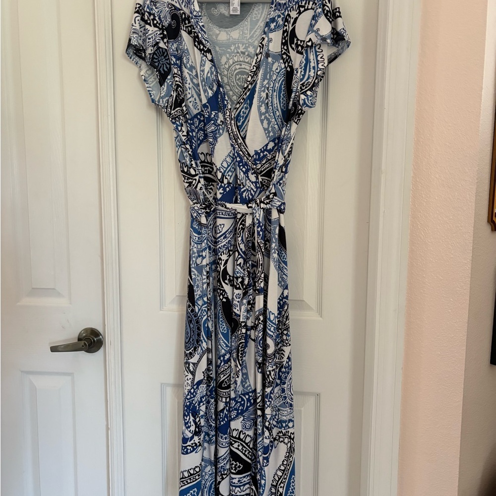 Joseph Ribkoff Blue and White Maxi Dress